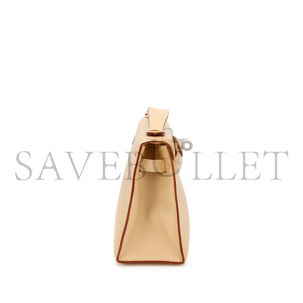 HERMÈS MASTER PARCHEMIN SWIFT KELLY POCHETTE PALLADIUM HARDWARE (22*14*7cm) 